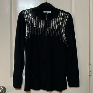 Liquid by Sioni crystal embellished zipped cardigan